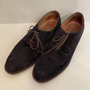 Massimo Dutti Suede Leather Wingtip Oxfords Navy EU 40 / US 7